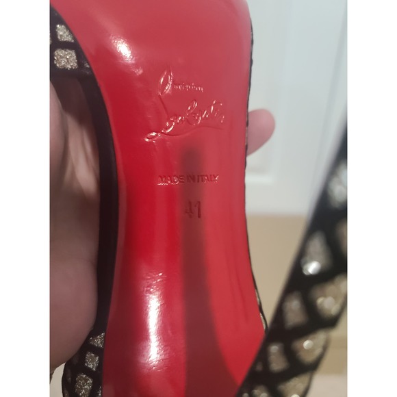 Christian Louboutin Iriza 120 gold black glitter 41 11 red bottom, So Kate - Picture 6 of 6